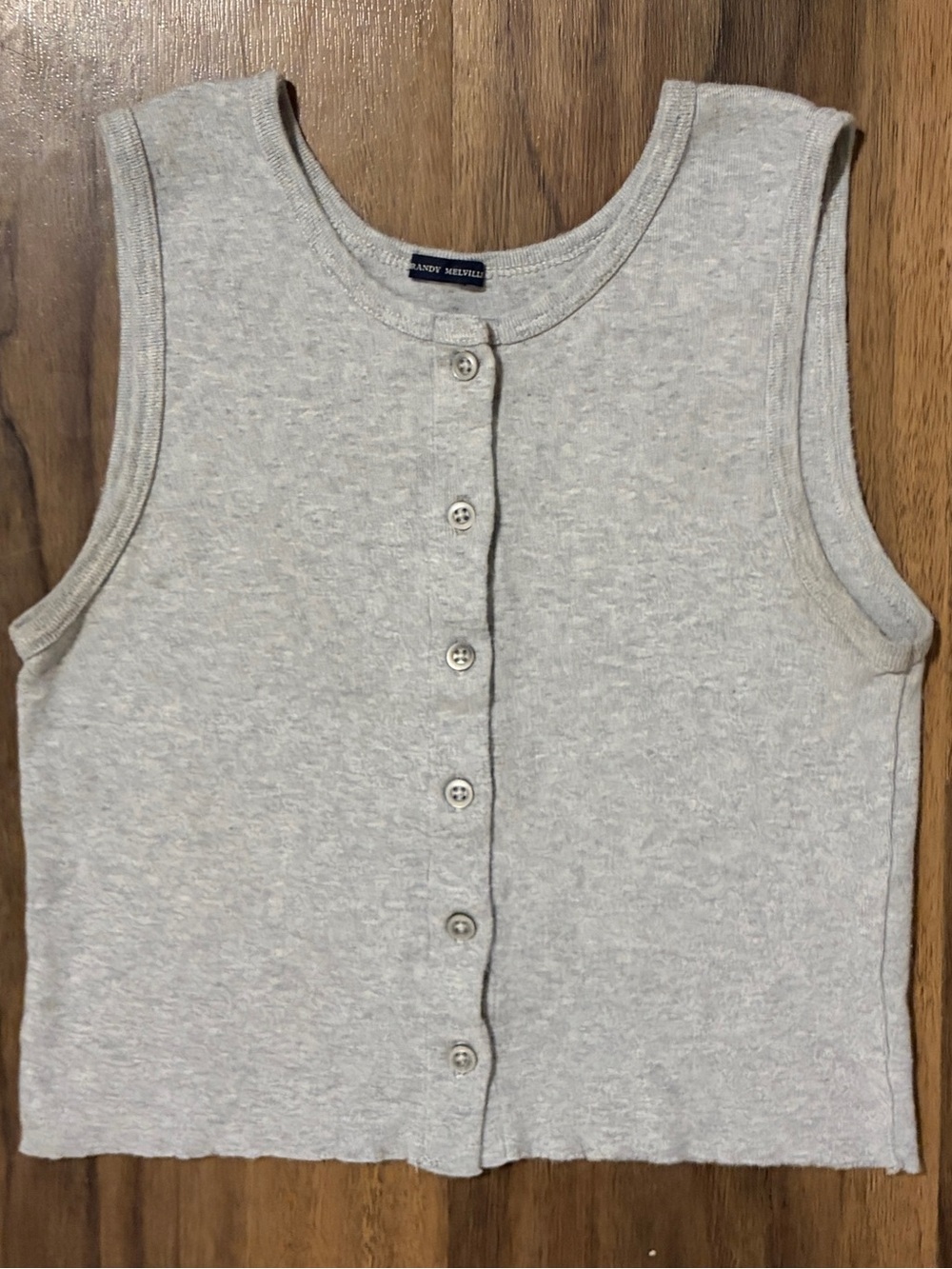 Brandy Melville Sleeveless Button-Front Tank Top - Light Heather Gray